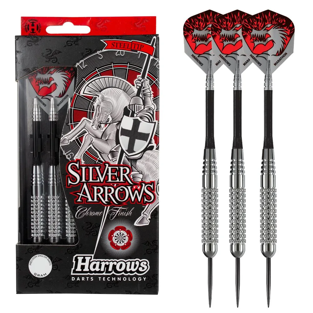 Дротики для дартса Harrows STL Silver Arrows со стальным наконечником 20 г, 3 шт