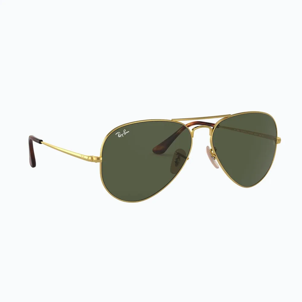 Солнцезащитные очки Ray-Ban Aviator Metal II золотистые с зелёными линзами
