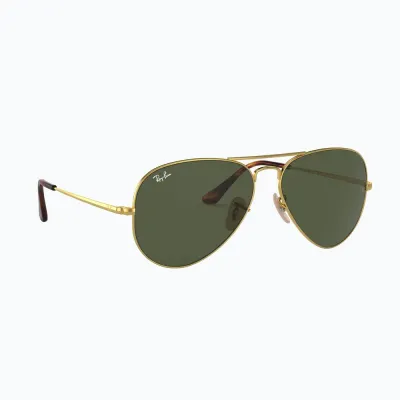 Солнцезащитные очки Ray-Ban Aviator Metal II золотистые с зелёными линзами