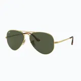 Солнцезащитные очки Ray-Ban Aviator Metal II золотистые с зелёными линзами — фото 4