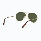 Солнцезащитные очки Ray-Ban Aviator Metal II золотистые с зелёными линзами — фото 6