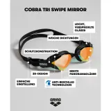 Очки для плавания Arena Cobra Tri Swipe Mirror серебристо-черные — фото 6