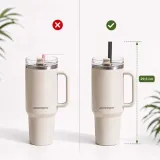 Термокружка Berdsen розовая 1180 мл из нержавеющей стали с набором трубочек — фото 5