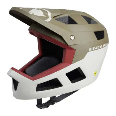 Полнолицевой велосипедный шлем Endura Singletrack Mips Tweed Green, размер S-M