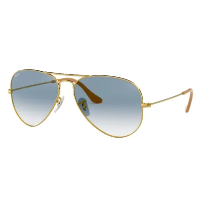Солнцезащитные очки Ray-Ban Aviator Classic золотистые с голубыми линзами