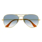 Солнцезащитные очки Ray-Ban Aviator Classic золотистые с голубыми линзами — фото 2