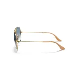 Солнцезащитные очки Ray-Ban Aviator Classic золотистые с голубыми линзами — фото 3