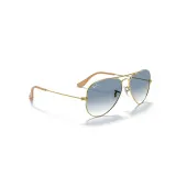 Солнцезащитные очки Ray-Ban Aviator Classic золотистые с голубыми линзами — фото 7