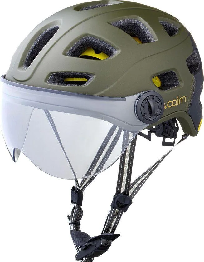 Велошлем Cairn Quartz Mips с визором и фонарём, хаки
