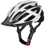 Шлем велосипедный Wozinsky MTB с USB-фонарём, M 54-57 см, бело-чёрный — фото 1