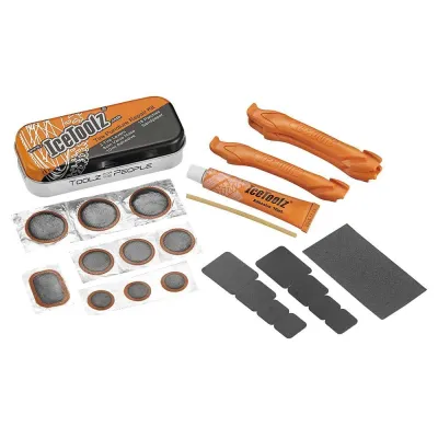 Аптечка для ремонта велосипедных камер IceToolz 24065A1 в банке, оранжевая