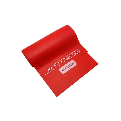 Лента эластичная JK Fitness красная, среднее сопротивление, 180 см
