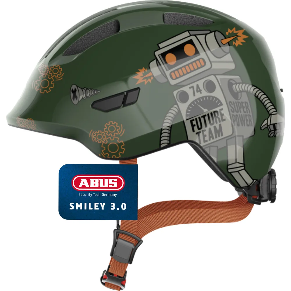 Детский велосипедный шлем Abus Smiley 3.0, зелёный глянцевый