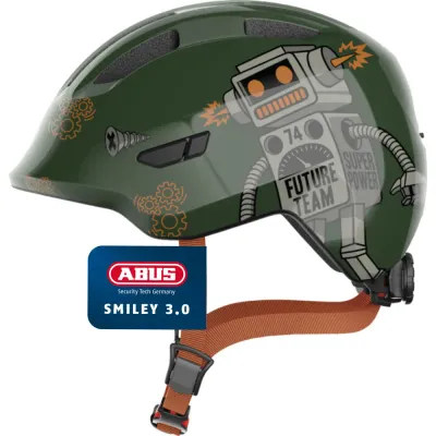 Детский велосипедный шлем Abus Smiley 3.0, зелёный глянцевый