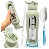 Revity Мотивационная бутылка для воды 700 мл стеклянная с силиконовым чехлом — фото 7