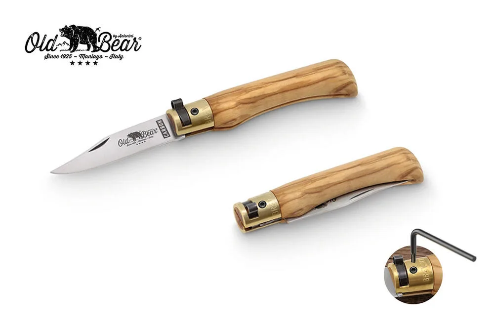 Складной нож Antonini Old Bear, рукоять из оливкового дерева, Satin Carbon