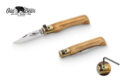 Складной нож Antonini Old Bear, рукоять из оливкового дерева, Satin Carbon