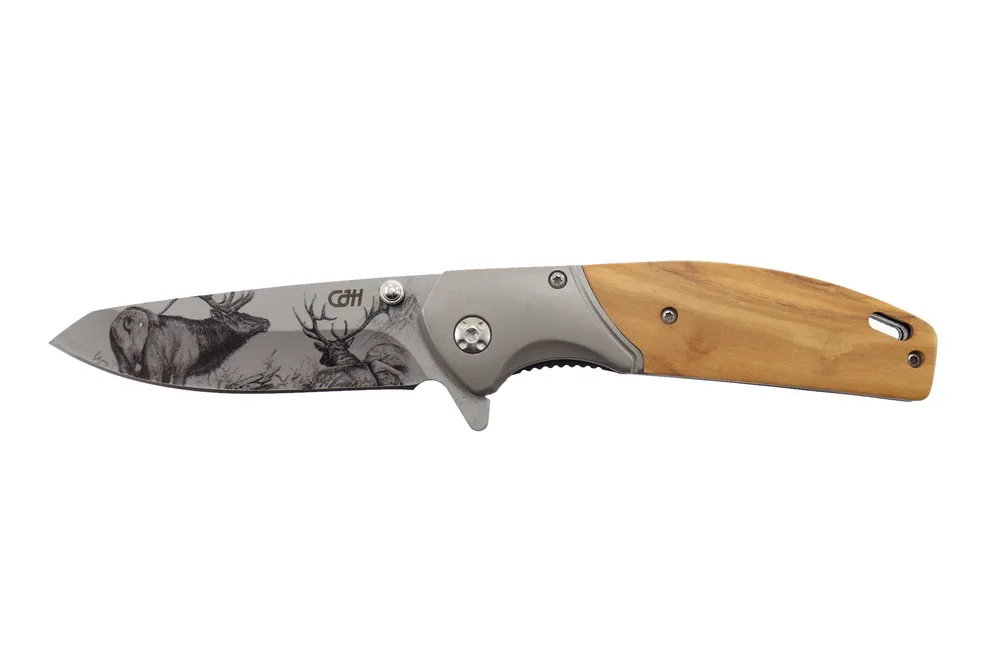 Нож охотничий Herbertz CJH Olive Wood с мотивом оленя