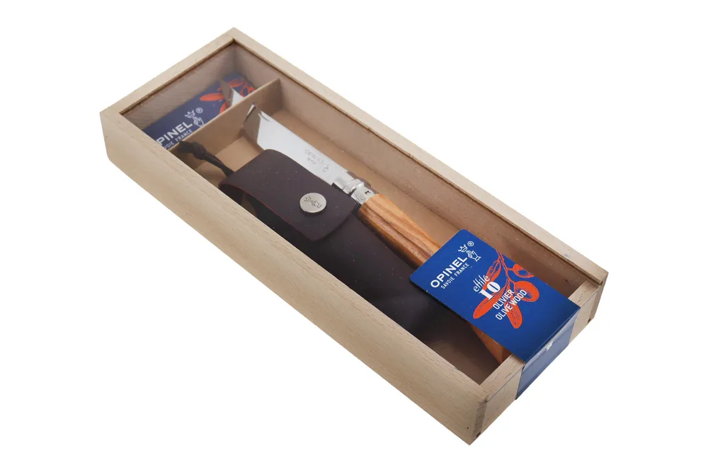 Складной нож Opinel Slim Olive No.10 с чехлом в подарочной коробке