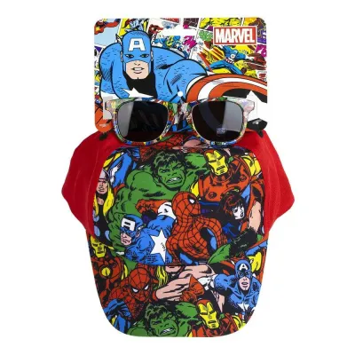 Детские солнцезащитные очки Marvel The Avengers с панамой красные