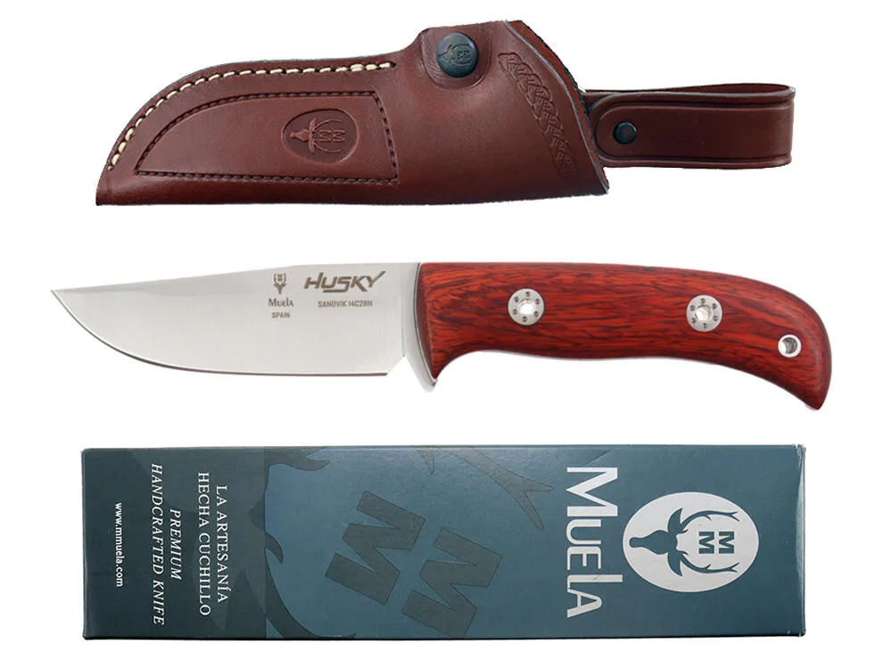 Нож с рукоятью из палисандра Muela Rosewood 110 мм HUSKY-11RM с кожаными ножнами