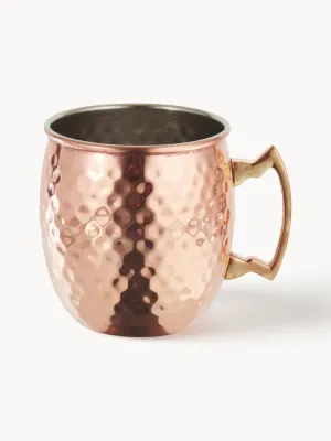 Кружка Moscow Mule с молотковой поверхностью, розовая с металлическим отливом
