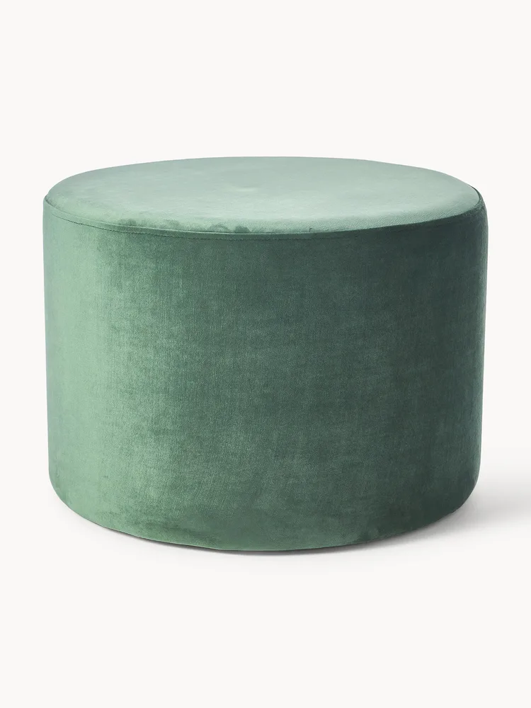 Westwing Collection Пуф Daisy бархатный, Ø 54 × В 38 см, Шалфейный зелёный