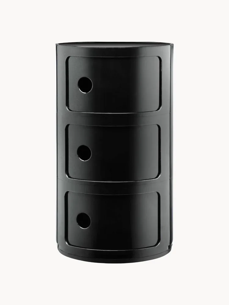 Kartell Приставной столик Componibili, 3 модуля, высота 59 см, Ø 32 × В 59 см, Чёрный
