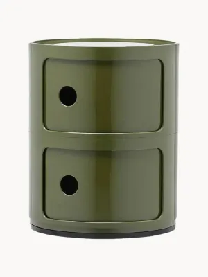 Kartell Приставной столик Componibili, 2 модуля, высота 40 см, Ø 32 × В 40 см, Оливковый зелёный