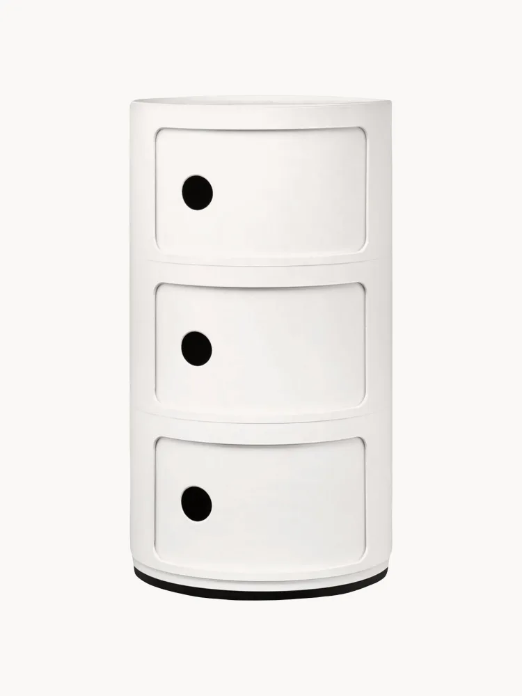 Kartell Приставной столик Componibili, 3 модуля, высота 59 см, Ø 32 × В 59 см, Приглушённый белый