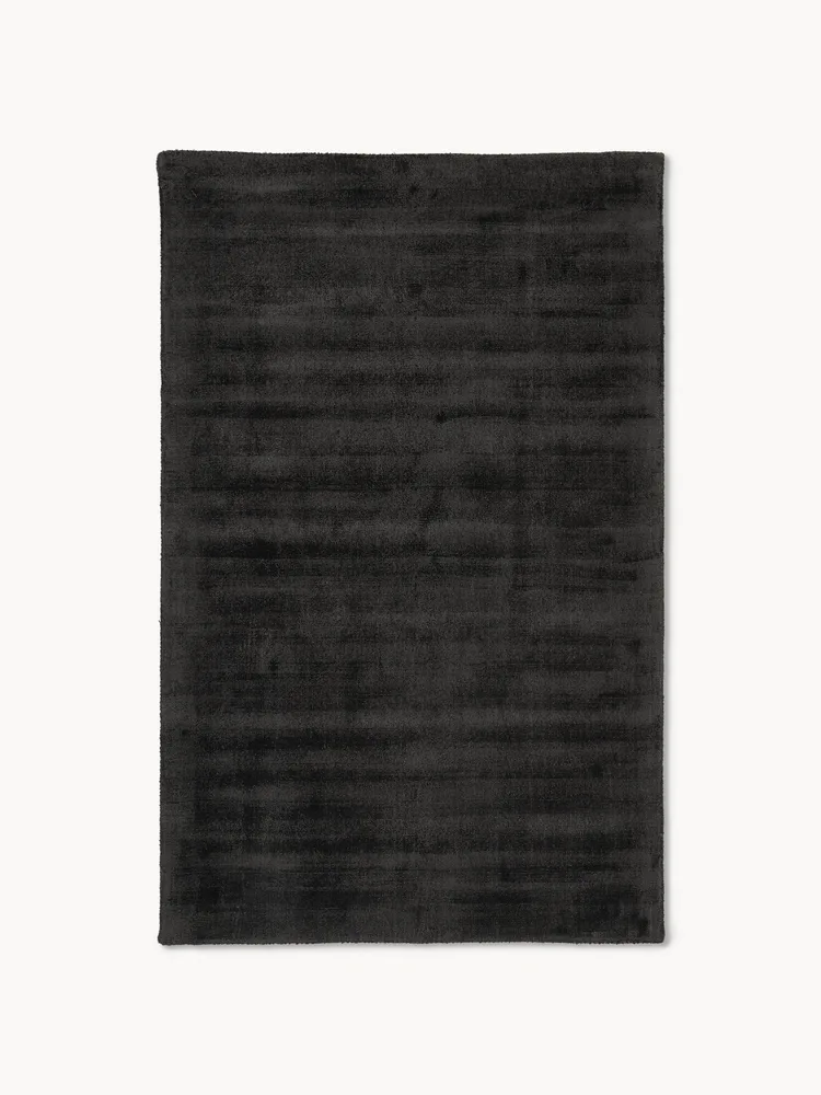 Westwing Collection Ковер Jane из вискозы ручного ткачества с мерцающим коротким ворсом, 80х150 см, чёрный