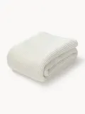 Westwing Collection Плед Adalyn вязаный из органического хлопка 150х200 см, Ш 150 × Д 200 см, Приглушённый белый — фото 1