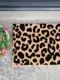 Коврик придверный Leopard из кокосового волокна с леопардовым принтом, 40х60 см, бежевый с чёрным — фото 6