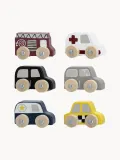 Bloomingville Mini Набор игрушек Multi: 6 деревянных машинок в подарочном мешочке, 20х23х5 см, разноцветный — фото 1