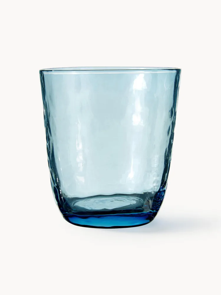 Broste Copenhagen Стакан для воды Hammered из выдувного стекла, 150 мл, синий с прозрачным