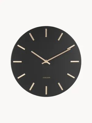 Karlsson Часы настенные Charm круглые из лакированной стали, диаметр 30 см, чёрные с золотистыми деталями