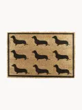 Коврик придверный Dachshund из кокосового волокна с мотивом таксы, 40х60 см, бежевый с чёрным — фото 1
