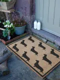 Коврик придверный Dachshund из кокосового волокна с мотивом таксы, 40х60 см, бежевый с чёрным — фото 6