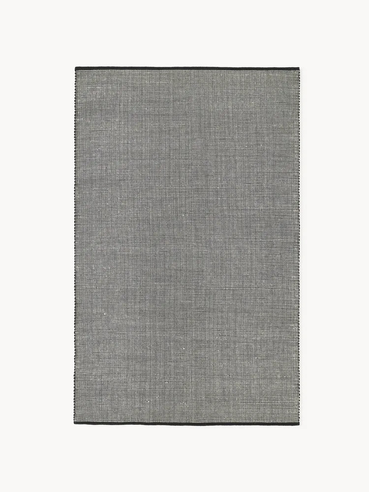 Westwing Collection Ковер Amaro из шерсти с хлопком ручного ткачества, двухцветный, 80х150 см, чёрный с кремово-белым
