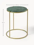Westwing Collection Приставной столик Ella с мраморной столешницей, Ø 40 × В 50 см, Зелёный — фото 2