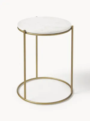 Westwing Collection Приставной столик Ella с мраморной столешницей, Ø 40 × В 50 см, Белый