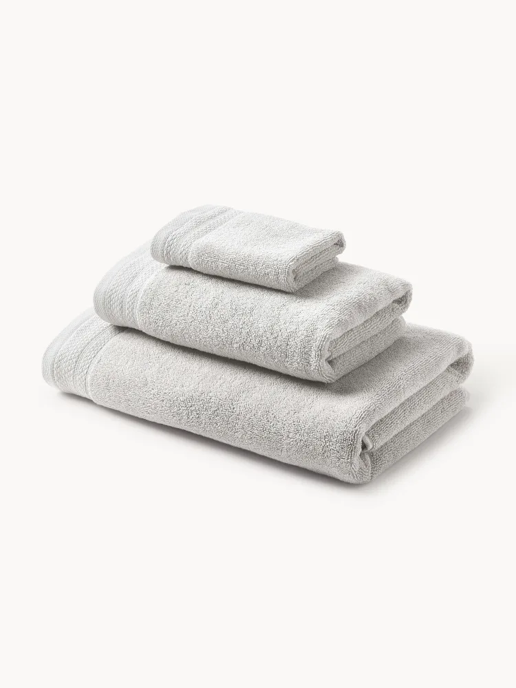 Westwing Collection Полотенце банное Premium в наборе, 3 предм. (гостевое полотенце, полотенце для рук, банное полотенце), Светлый серый