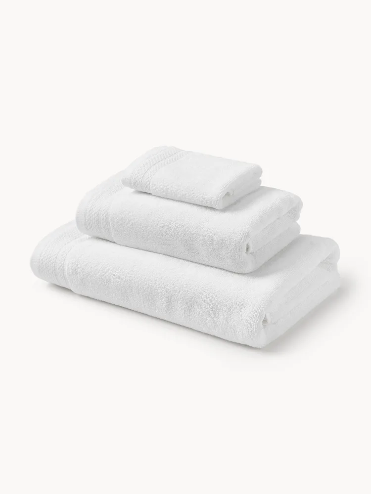 Westwing Collection Комплект махровых полотенец Premium, 3 предм. (гостевое полотенце, полотенце для рук, банное полотенце), Белый