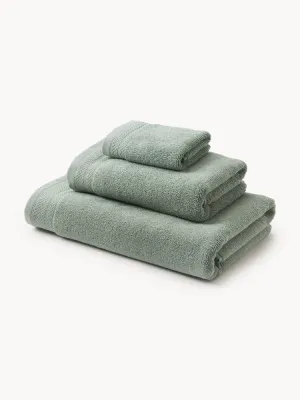 Westwing Collection Комплект махровых полотенец Premium, 3 предм. (гостевое полотенце, полотенце для рук, банное полотенце), Шалфейный зелёный