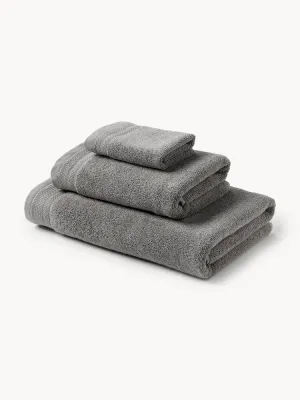 Westwing Collection Полотенце банное Premium в наборе, 3 предм. (гостевое полотенце, полотенце для рук, банное полотенце), Тёмный серый