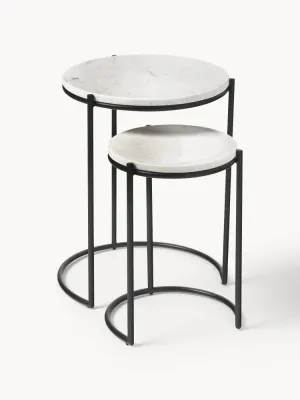 Westwing Collection Приставные столики Ella, 2 шт, белый мрамор