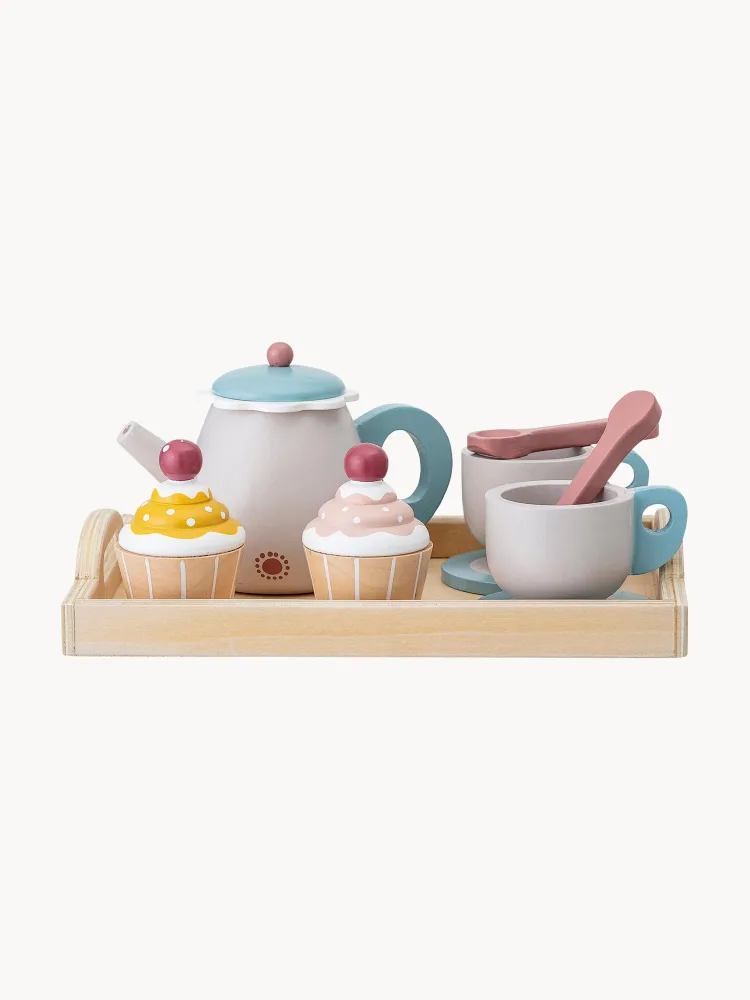 Bloomingville Mini Набор игрушек Coffee Time для игры в кафе, 13 предметов из дерева, 21х10х16 см, разноцветный