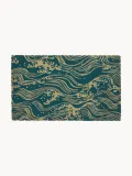 Entryways Коврик придверный Waves из кокосового волокна с волнистым узором, 45х75 см, петроль с бежевым — фото 1
