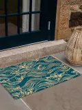 Entryways Коврик придверный Waves из кокосового волокна с волнистым узором, 45х75 см, петроль с бежевым — фото 4