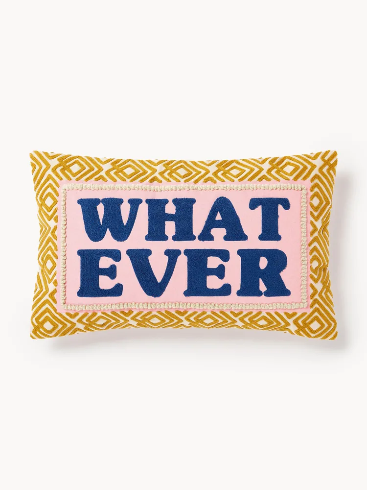 Westwing Collection Наволочка декоративная Whatever, хлопок с вышивкой, 30х50 см, Ш 30 × Д 50 см, Горчичный